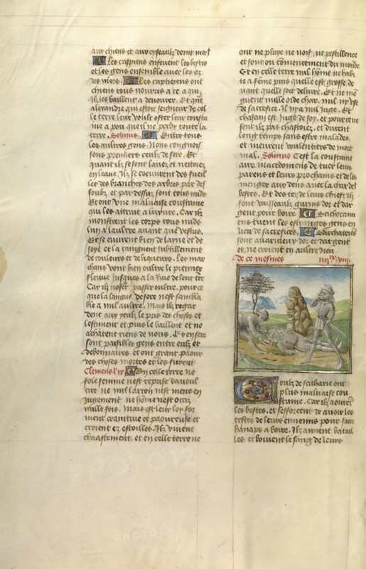 Scytier Drinking the Blood of a Slain Enemy; Ghent, Belgium; about 1475; Tempera colors, gold leaf, and gold paint on parchment