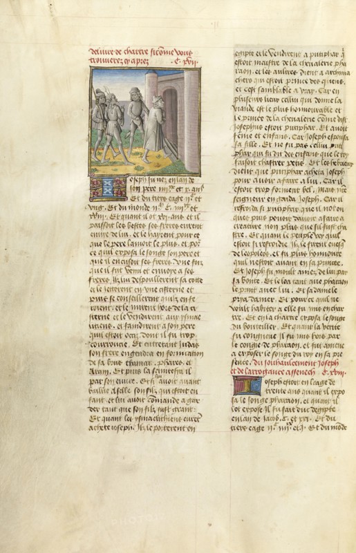 Joseph Cast into the Well; Ghent, Belgium; about 1475; Tempera colors, gold leaf, and gold paint on parchment; Leaf