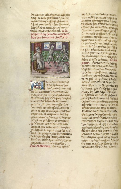 The Massacre of the Innocents; Ghent, Belgium; about 1475; Tempera colors, gold leaf, and gold paint on parchment; Leaf