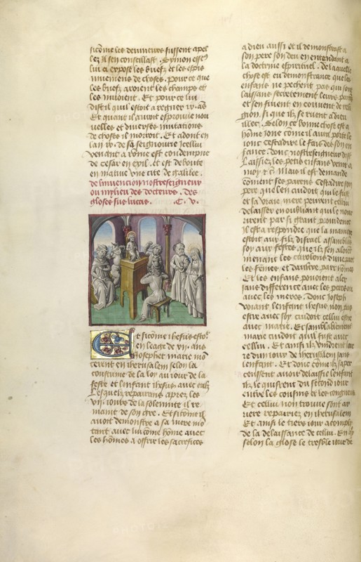 Jesus Among the Doctors; Ghent, Belgium; about 1475; Tempera colors, gold leaf, and gold paint on parchment; Leaf