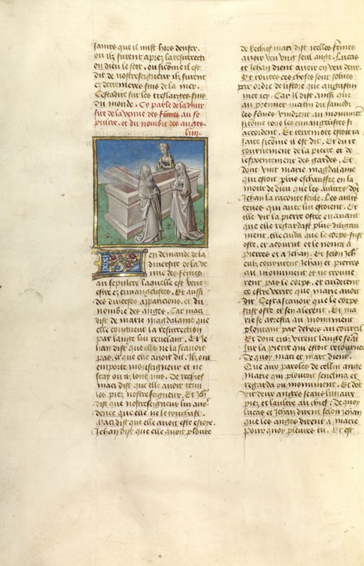 The Women at the Tomb; Ghent, Belgium; about 1475; Tempera colors, gold leaf, and gold paint on parchment; Leaf: 43.8 x 30.5 cm