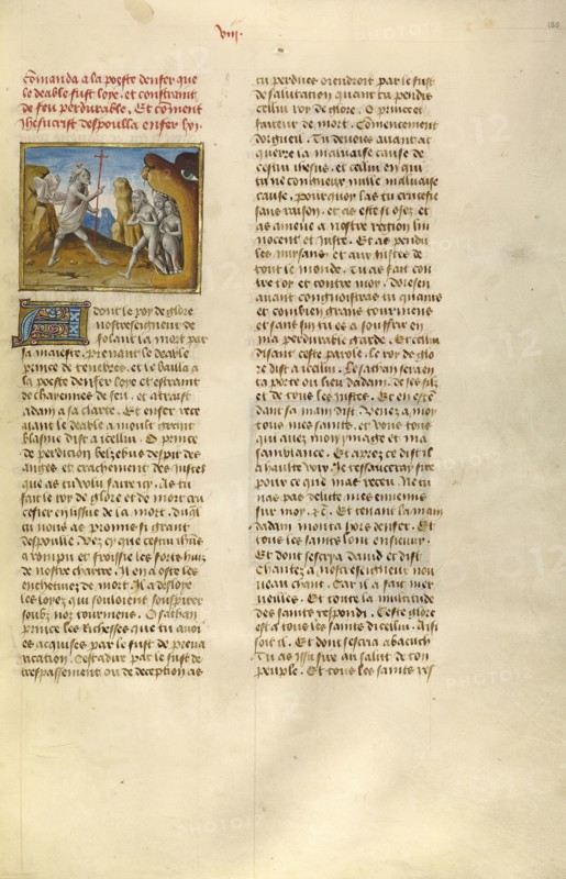 The Descent into Limbo; Ghent, Belgium; about 1475; Tempera colors, gold leaf, and gold paint on parchment; Leaf: 43.8 x 30.5 cm