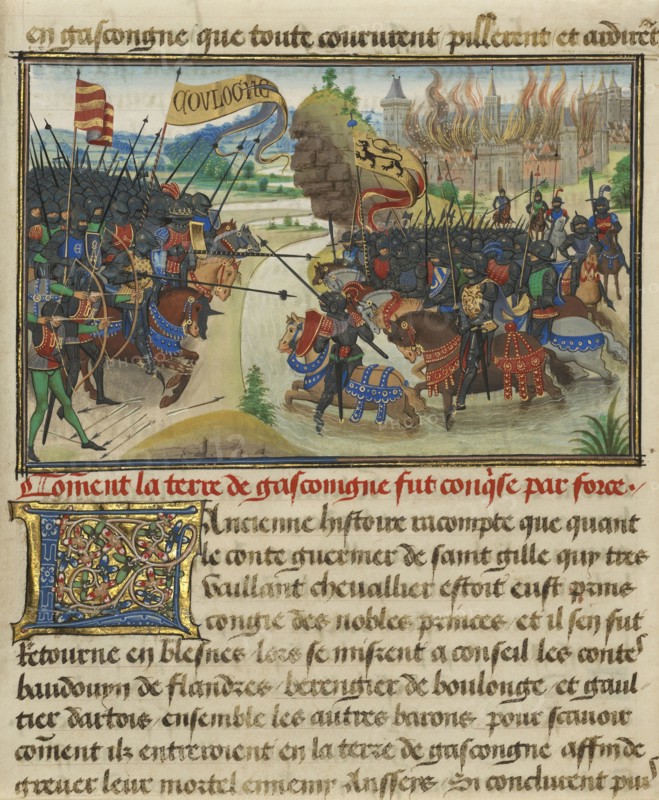 The Conquest of Gasgogne by the Armies of Luxembourg, Boulogne, and Artois; Loyset Liédet, Flemish, active about 1448 - 1478