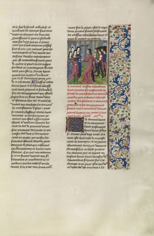 Jean de Bonne Lance Leading the Captured English before the Ladies of Montferrant; Bruges, Belgium; about 1480 - 1483; Tempera