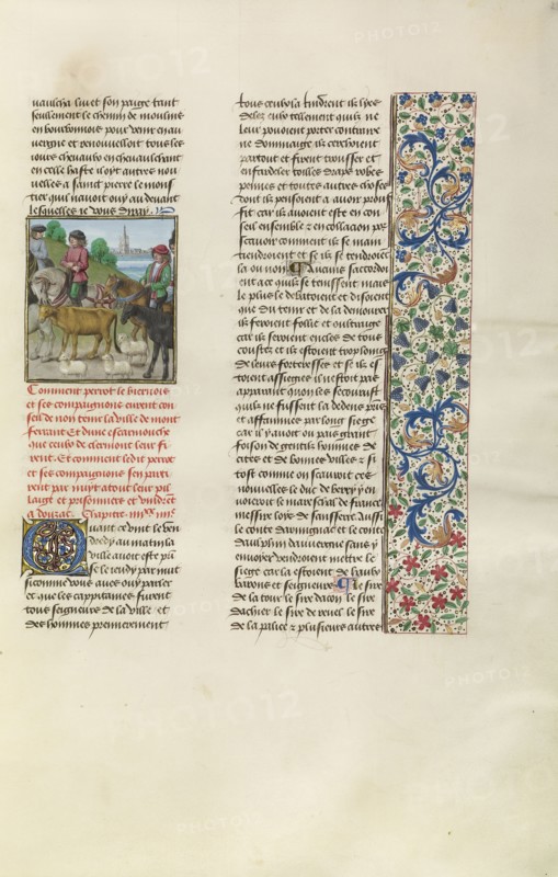 Perrot le Biernois Departing from Montferrant; Bruges, Belgium; about 1480 - 1483; Tempera colors, gold leaf, gold paint