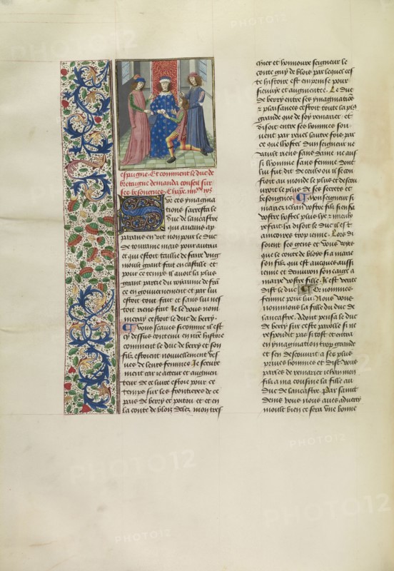 John of Gaunt Giving a Letter from the Duke of Berry to a Messenger; Master of the Copenhagen Caesar, Flemish, active about 1475