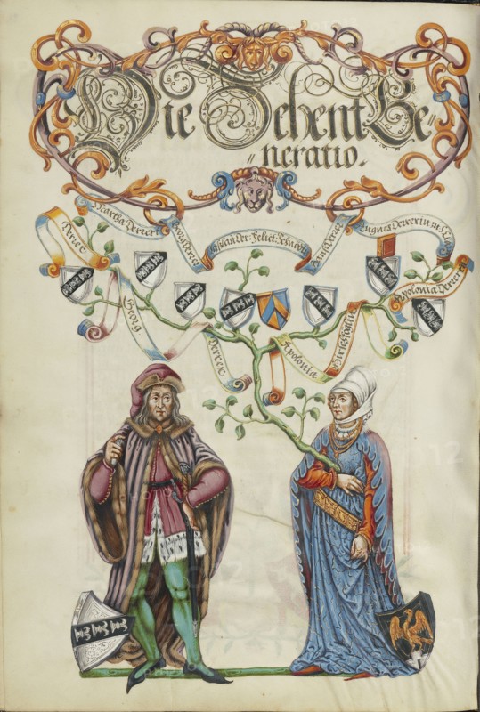 The Tenth Generation, Georg Derrer; Nuremberg, Germany; about 1626 - 1711; Tempera colors with gold and silver highlights
