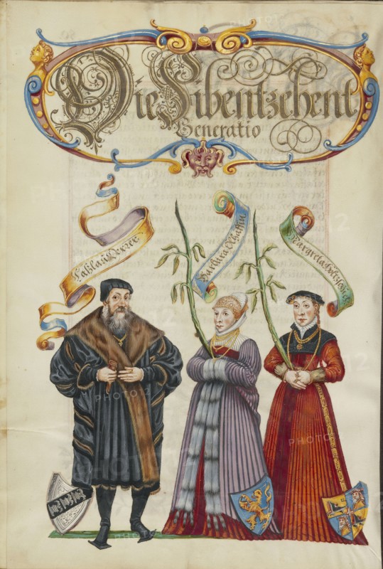 The Seventeenth Generation, Lasslau Derrer; Nuremberg, Germany; about 1626 - 1711; Tempera colors with gold and silver
