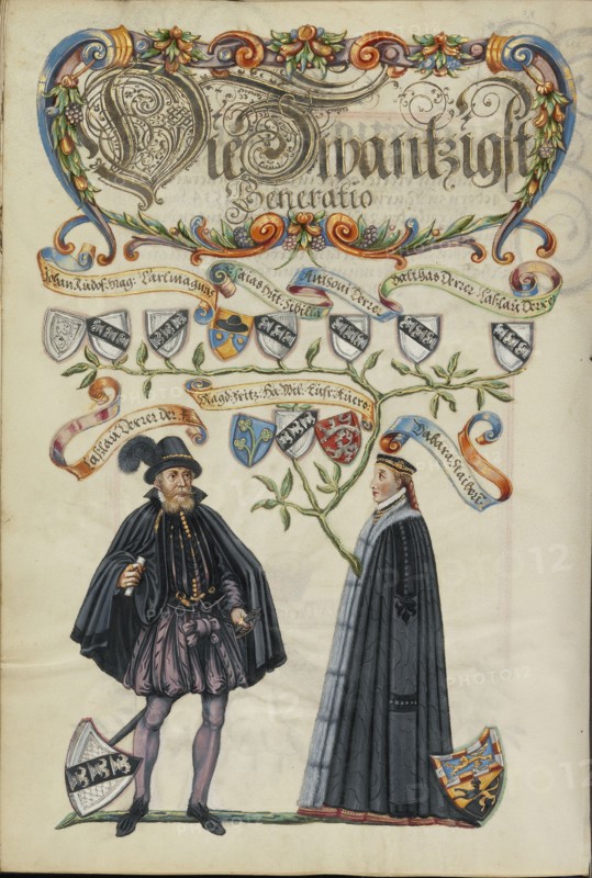 The Twentieth Generation, Lasslau Derrer; Nuremberg, Germany; about 1626 - 1711; Tempera colors with gold and silver highlights