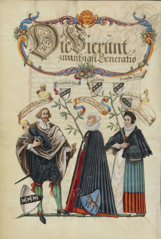The Twenty-Fourth Generation, Georg Wilhelm Derrer; Nuremberg, Germany; about 1626 - 1711; Tempera colors with gold and silver