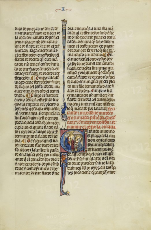 Initial C: A Judge and an Attorney Sending a Messenger to a Man Working at an Anvil; Unknown, Michael Lupi de Çandiu, Spanish