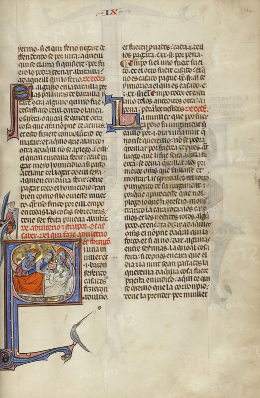 Initial S: Three Men Arresting a Man in Bed with a Woman; Unknown, Michael Lupi de Çandiu, Spanish, active Pamplona, Spain 1297