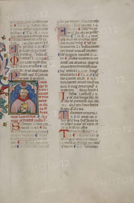 Initial T: Bust Portrait of a Bald-Headed Man; Cristoforo Cortese, Italian, active Venice, Italy 1390 - 1445, Venice, Veneto