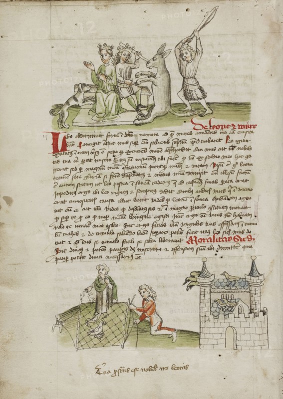 A Crowned Couple with a Dog and a Donkey; A Woman Feeding a Bird; Trier, probably, Germany; third quarter of 15th century; Pen