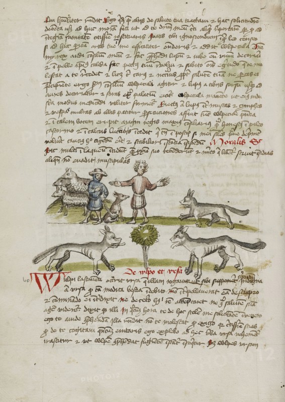 A Shepherd with his Dog and Flock; A Man Chasing Away a Wolf; Trier, probably, Germany; third quarter of 15th century; Pen