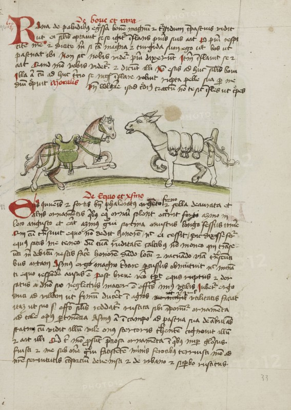 A Horse Laden with Sacks and a Donkey; Trier, probably, Germany; third quarter of 15th century; Pen and black ink and colored