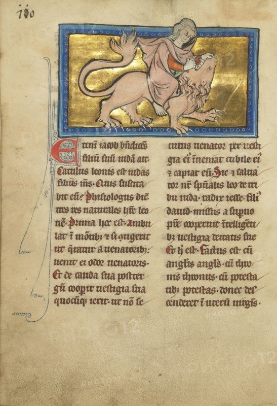 Samson Fighting a Lion; Thérouanne ?, France, formerly Flanders, fourth quarter of 13th century, after 1277, Tempera colors