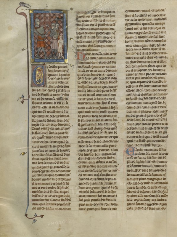 A Woman Rescued from Death; Paris, France; about 1320 - 1340; Tempera colors, gold paint, and silver and gold leaf on parchment
