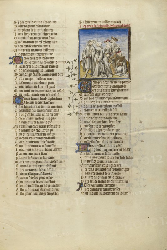 Music in the Garden; Paris, France; about 1405; Tempera colors, gold leaf, and ink on parchment bound between pasteboard