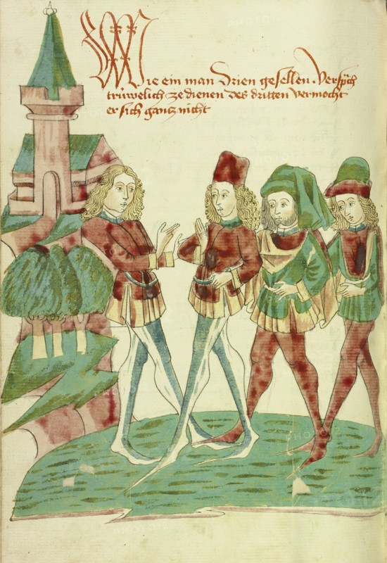 A Servant before Three Lords; Follower of Hans Schilling, German, active 1459 - 1467, from the Workshop of Diebold Lauber