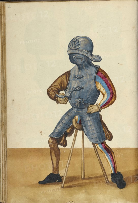 A Man in Armor; Augsburg, probably, Germany; about 1560 - 1570; Tempera colors and gold and silver paint on paper