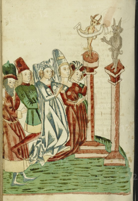 A Group of Men and Women Worship Two Idols; Follower of Hans Schilling, German, active 1459 - 1467)