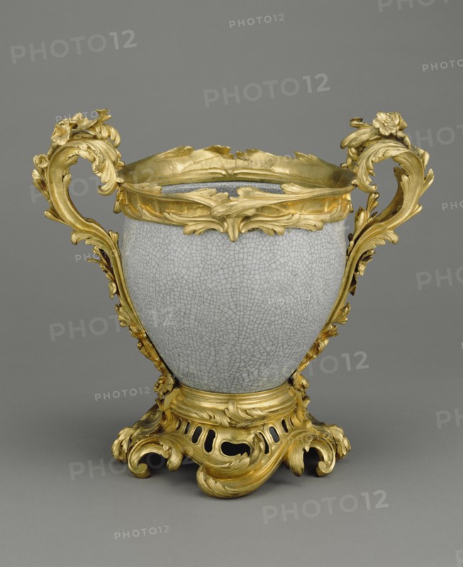 Vase; Unknown maker; China; porcelain about 1740; mounts about 1750 - 1755; Hard-paste porcelain; gilt bronze mounts