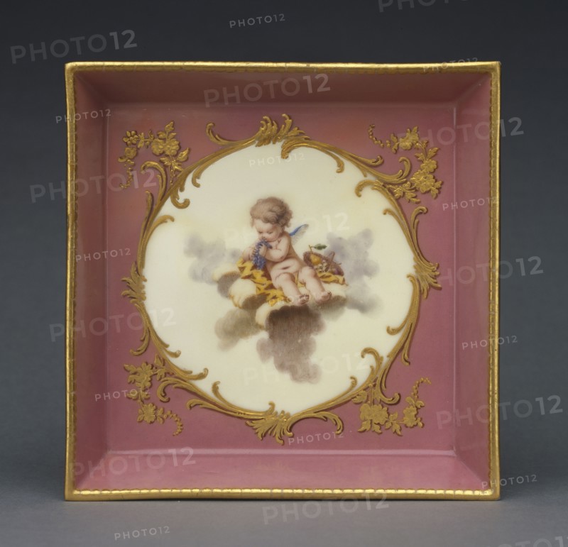 Tray, plateau carré, deuxième grandeur, Sèvres Manufactory, French, 1756 - present, Sèvres, France, Europe; 1758; Soft paste