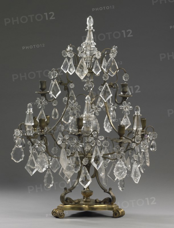 Pair of Girandoles; about 1730; Gilt bronze; rock crystal