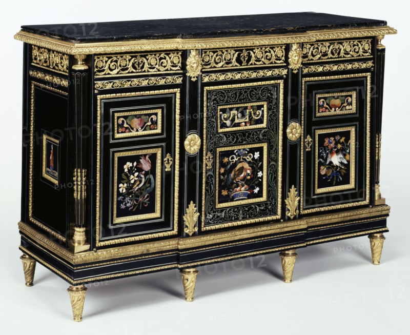 One of a Pair of Cabinets; Attributed to Adam Weisweiler, French, 1744 - 1820, master 1778), Italy; about 1810; pietra dura