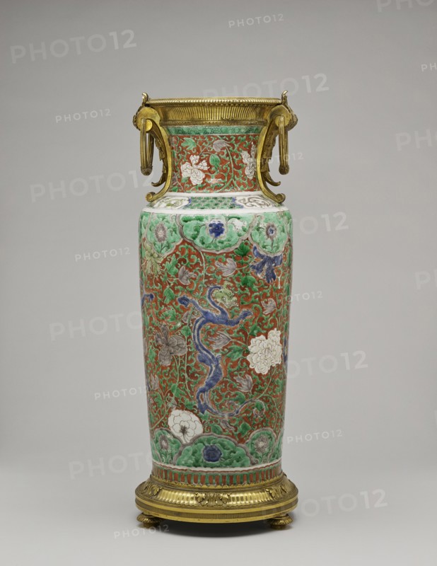 Mounted Vase; China, Asia; porcelain about 1662 - 1722; mounts about 1870 - 1900; Hard-paste porcelain; gilt bronze mounts