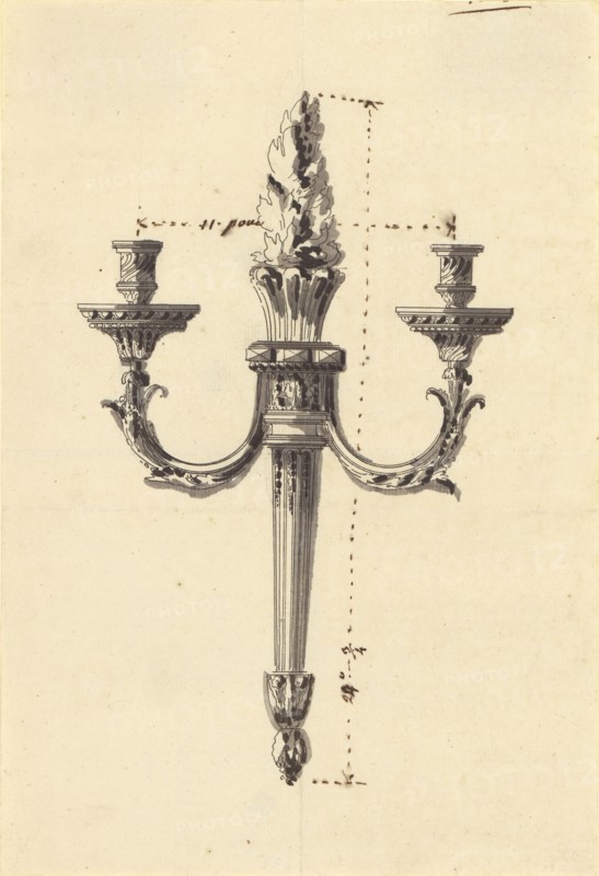 Drawing for a Wall Light; Attributed to Jean-Louis Prieur, French, active 1765 - 1785, Paris, France; about 1775; Pen and ink