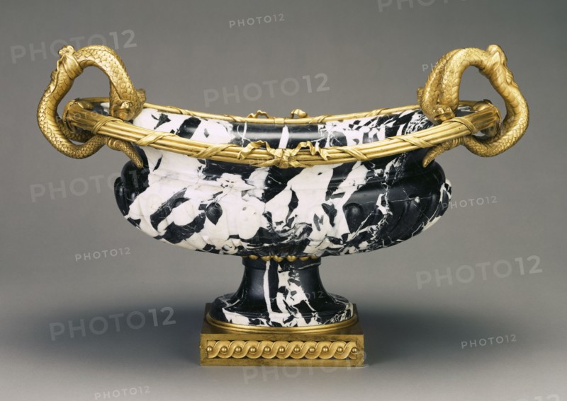 Mounted Bowl; Pyrénéesee, but stone possibly worked in Italy, France; about 1760; Bianco e nero antico marble; gilt bronze