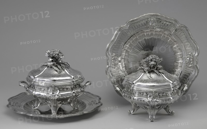 Pair of Lidded Tureens, Liners, and Stands; Thomas Germain, French, 1673 - 1748, master 1720), Paris, France; 1744 - 1750