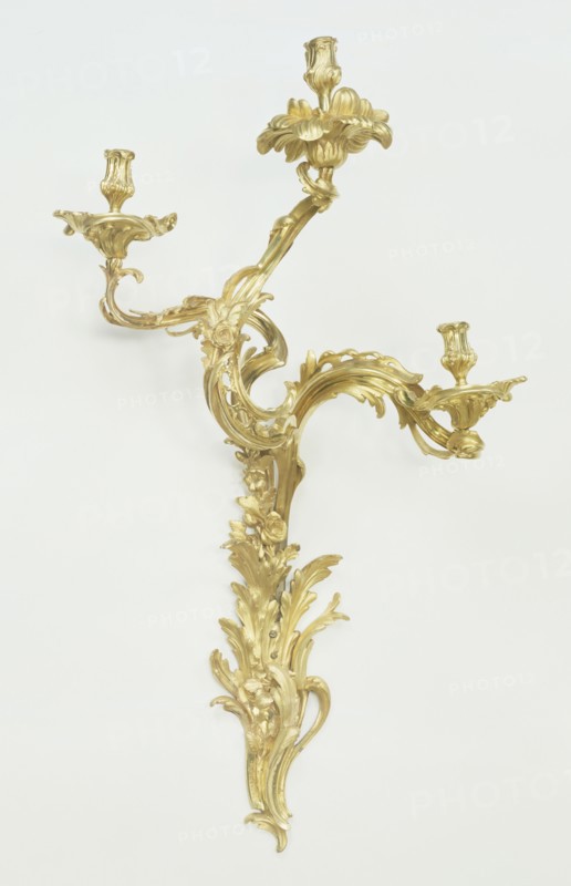 Four Wall Lights; Attributed to Jacques Caffieri, French, 1678 - 1755, master 1714), Paris, France; about 1751; Gilt bronze
