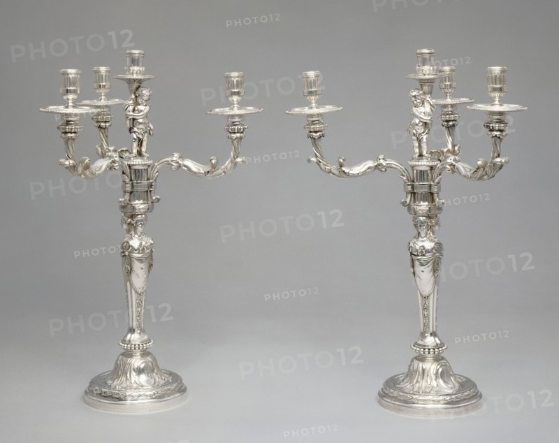 Pair of Candelabra; Robert-Joseph Auguste, French, 1723 - 1805, master by royal order 1757, Paris, France; 1779 - 1782; Silver