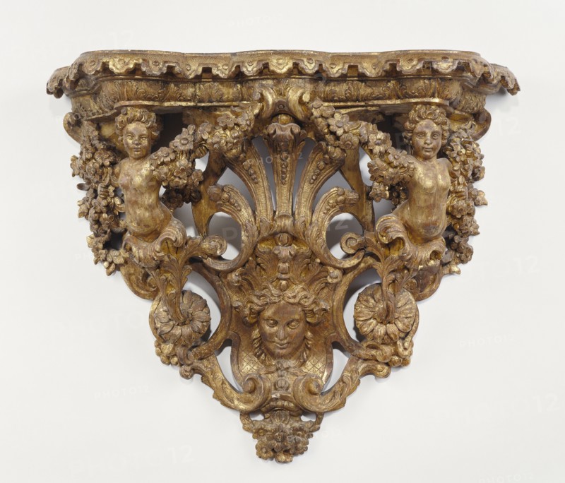 Wall Bracket; France; about 1715 - 1720; Gilded oak; 45.7 x 85.1 x 21.6 cm, 18 x 33 1,2 x 8 1,2 in