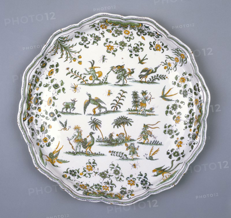 Plate; Made at the Joseph Olerys Manufactory, Moustiers, French, active about 1650 - present, Moustiers, France; about 1740