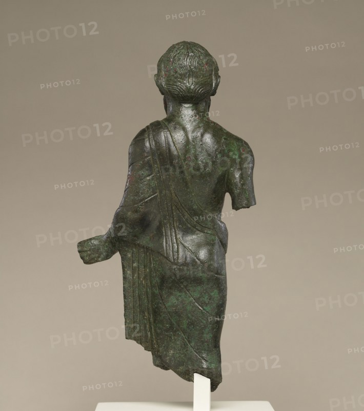 Statuette of Tinia; Italy; about 480 B.C; Bronze; 17.2 × 9 × 4 cm, 6 3,4 × 3 9,16 × 1 9,16 in