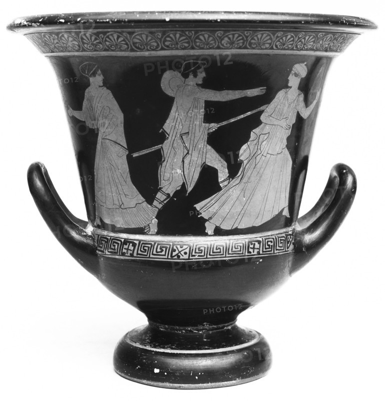Attic Red-Figure Calyx Krater; Near Nekyia Painter; Greece, Attica, about 440 B.C; Terracotta; 30.2 × 31.2 cm
