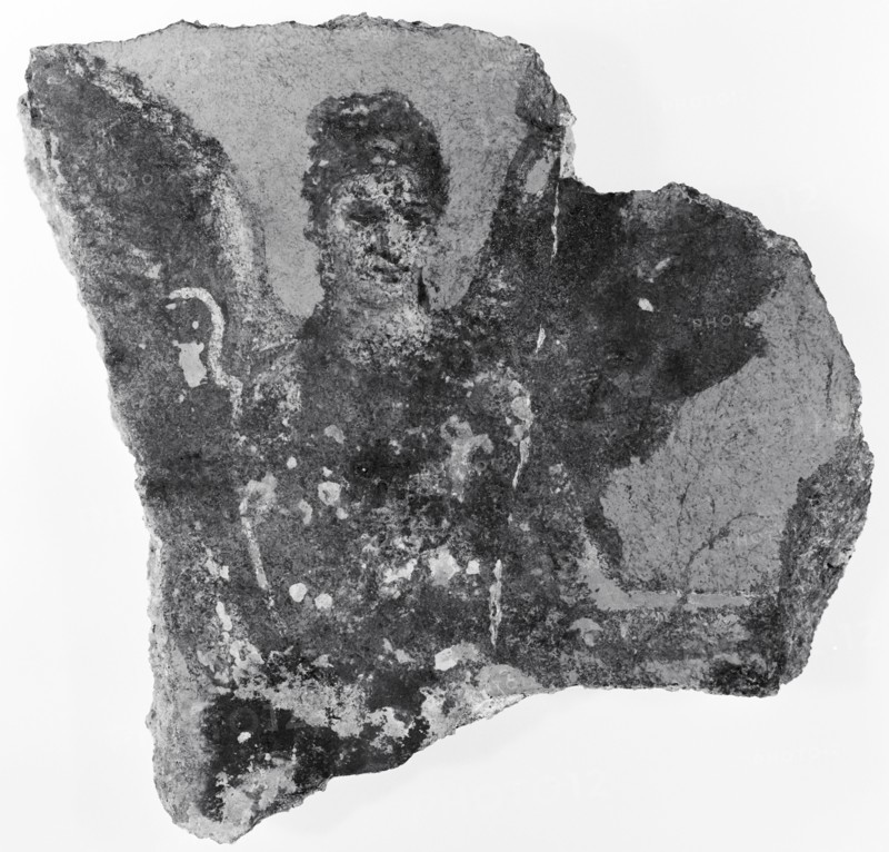 Fragment of a Fresco with Nike; Campania, South Italy, Europe; 1st century; Fresco; 20.5 x 21.3 cm, 8 1,16 x 8 3,8 in