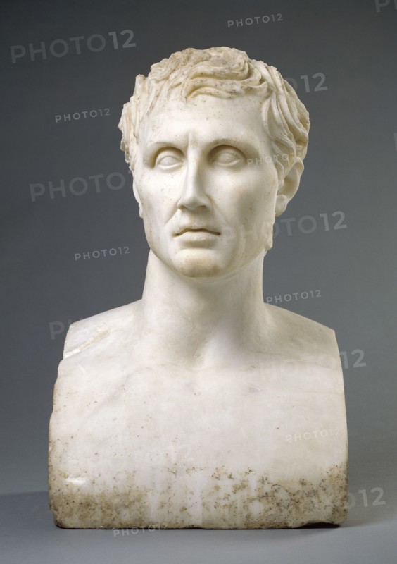 Bust of Menander; Roman Empire; 100 - 150; Marble; 51.5 × 32 × 22.6 cm, 20 1,4 × 12 5,8 × 8 7,8 in