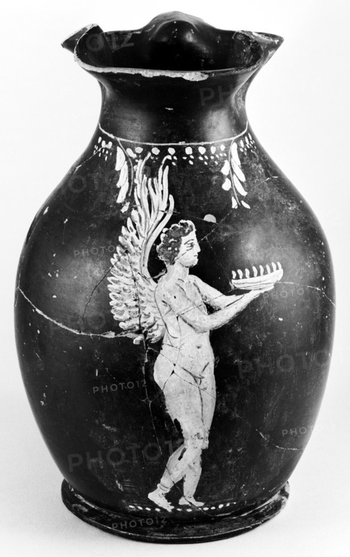 Gnathia Oinochoe; Gnathia, South Italy; 4th century B.C; Terracotta; 17.9 cm, 7 1,16 in