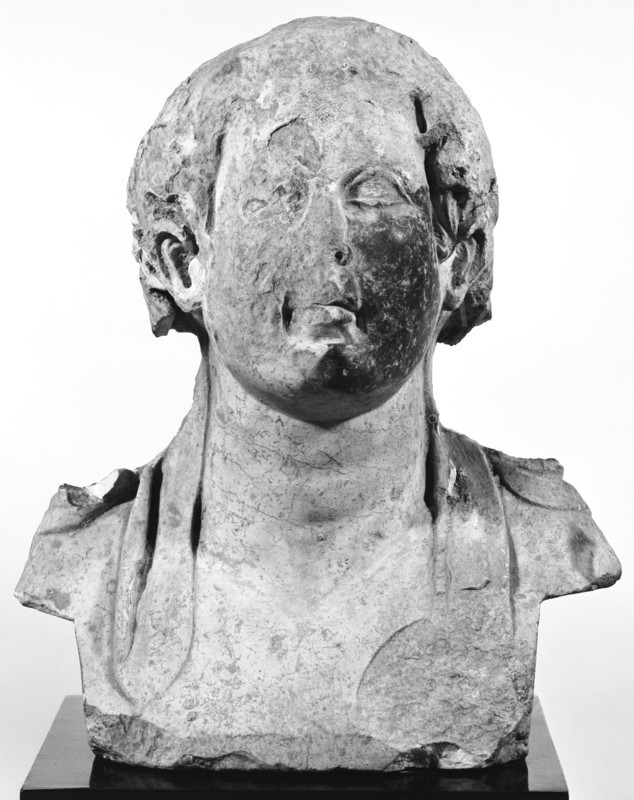 Herm of a Youth; Asia Minor; 2nd century; Marble, burned in a fire in part to limestone; 27 cm, 10 5,8 in