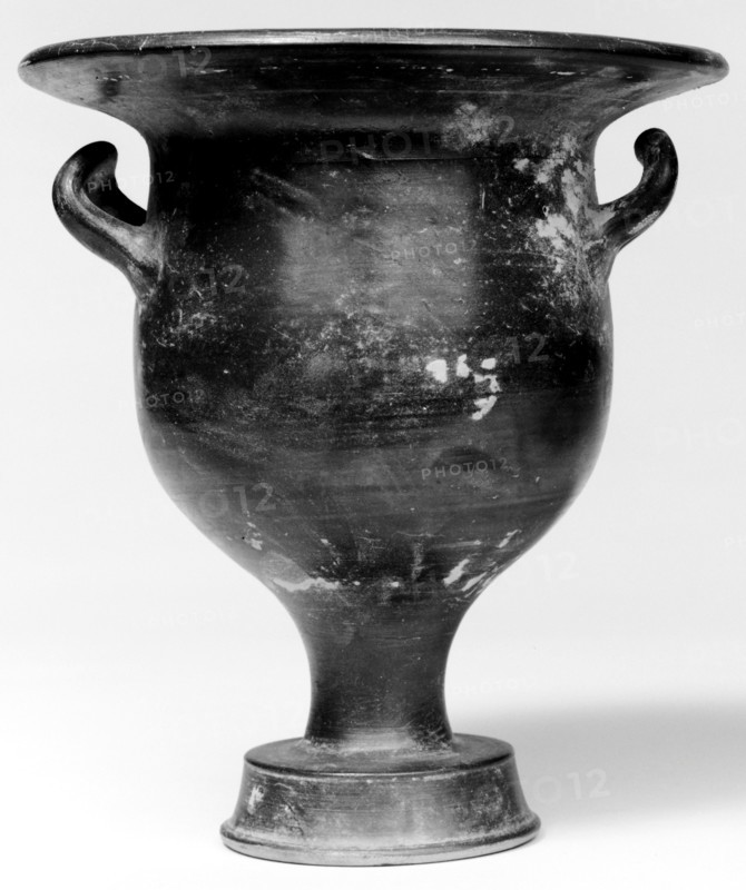 Campanian Black Glazed Bell Krater, Miniature, Campania, South Italy; 323 - 31 B.C; Terracotta; 19.3 × 17.6 cm