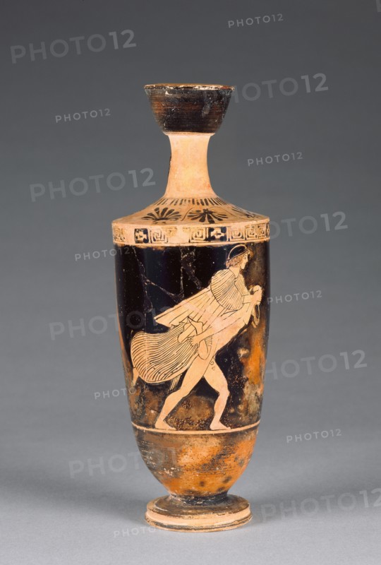 Vessel with a Girl Riding Piggyback on a Satyr; Carlsruhe Painter, Greek, active 475 - 450 B.C., Athens, Greece; 470 - 460 B.C