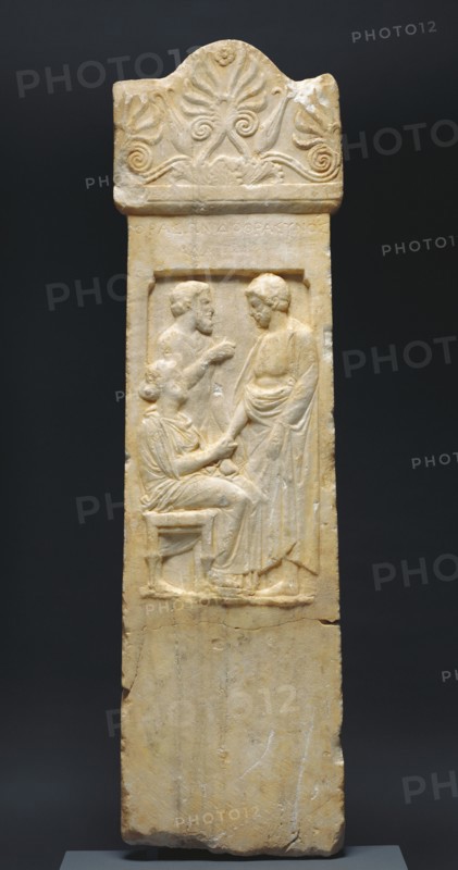 Gravestone of Thrasynos; Athens, Attica, Greece; about 375 B.C; Marble; 139.1 × 38.7 × 3.8 cm, 54 3,4 × 15 1,4 × 1 1,2 in