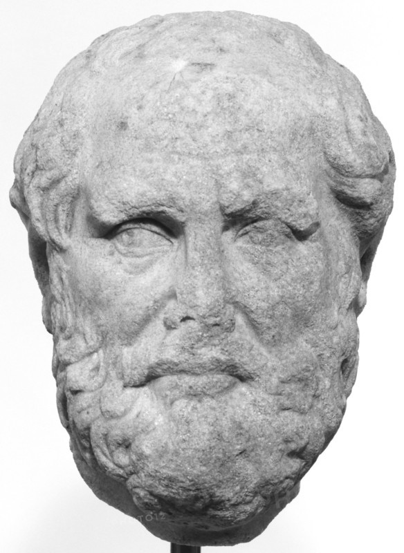 Portrait Head of Thucydides; Roman Empire; second half of 2nd century A.D; Asia Minor marble, small grained; 32 cm, 12 5,8 in