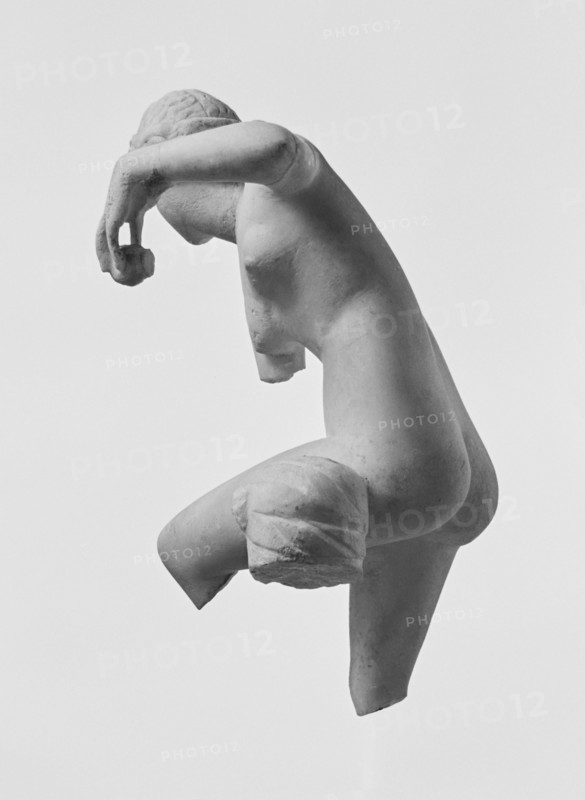Statuette of Aphrodite in Sandalbinder Pose; Roman Empire; 1st century B.C.–1st century A.D; Marble, white; 24.4 cm, 9 5,8 in