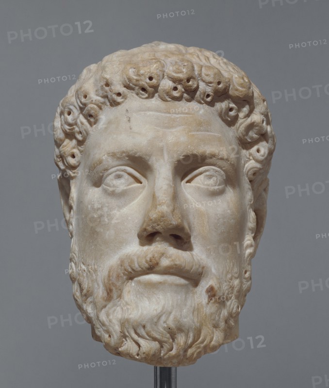 Portrait of a Man, perhaps Periander; Roman Empire; 1st - 2nd century; Marble; 24 × 17 × 23.5 cm, 9 7,16 × 6 11,16 × 9 1,4 in